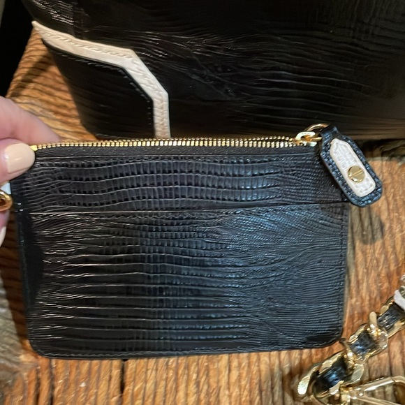 Alice and Olivia Black and White Structured Satchel with Gold Accents - Picture 4 of 6